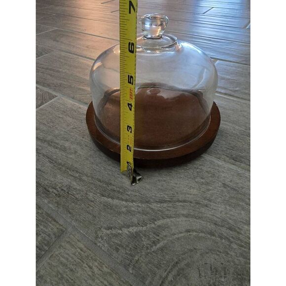 Mid-Century Modern Good‎ Wood Teak and Glass Dome Display Case Cloche - Picture 3 of 9